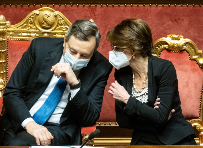 Mario Draghi ed Elena Bonetti Mario Draghi ed Elena Bonetti