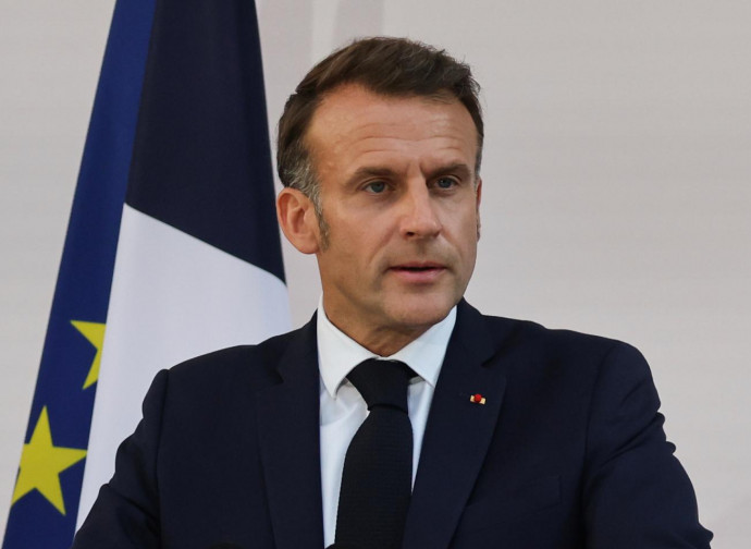 Il presidente francese Emmanuel Macron (Pool Photo via AP/LaPresse)