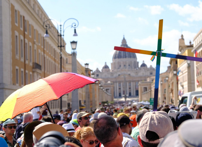 Pellegrinaggio Lgbt per la Porta santa di San Pietro, Città del Vaticano, Sabato 06 Settembre 2025. (foto Mauro Scrobogna / LaPresse)