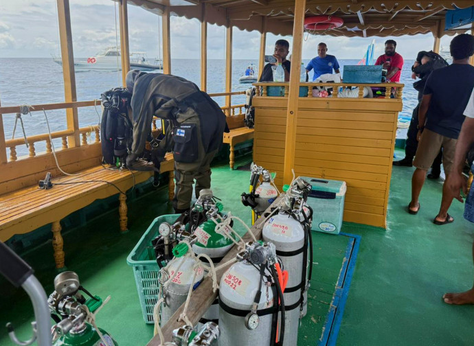 Operazioni di recupero dei corpi dei sub italiani morti alle Maldive, 19/05/2026 (Maldives President Media Division via AP via LaPresse)