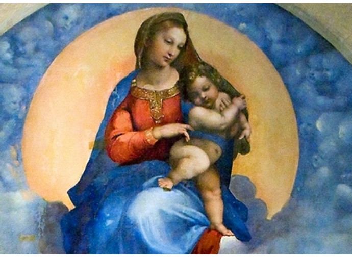Madonna di Foligno, Raffaello, particolare