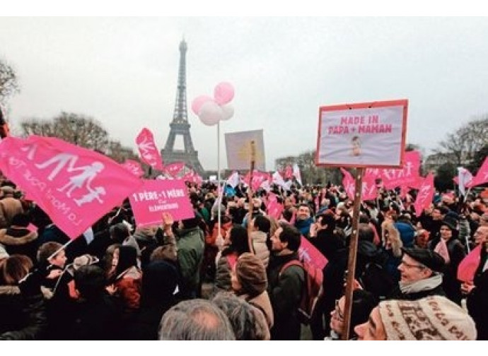La manifestazione francese contro le nozze gay La manifestazione francese contro le nozze gay