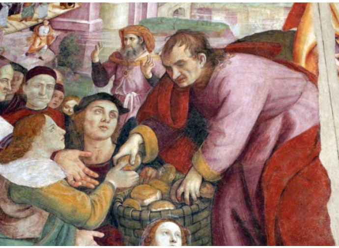 Raffaellino del Garbo, Moltiplicazione dei pani e dei pesci (particolare)