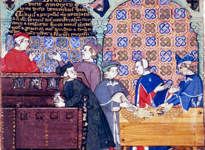 Banca, in una miniatura medievale