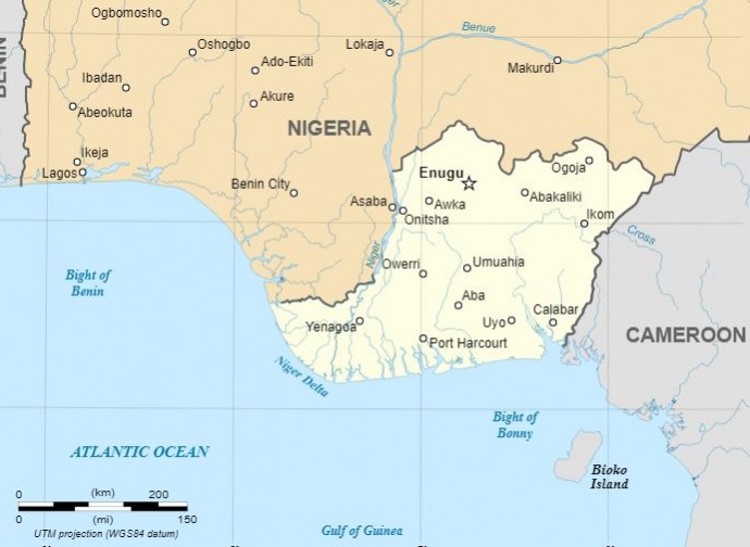 Il territorio dell'ex Stato indipendente del Biafra