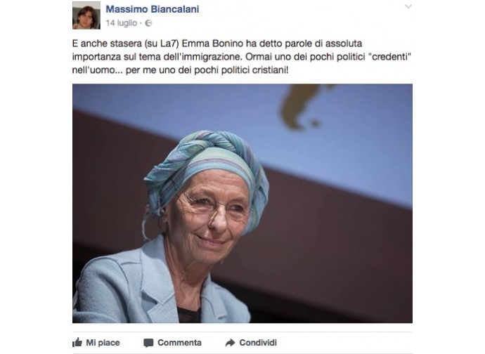 Il post in cui il don elogia la Bonino Il post in cui il don elogia la Bonino