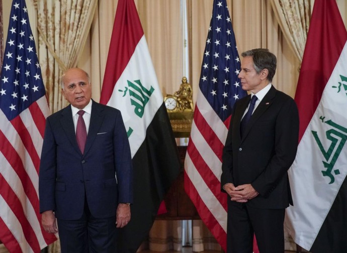 Faud Hussein (ministro degli Esteri iracheno) ed Antony Blinken (Segretario di Stato Usa)