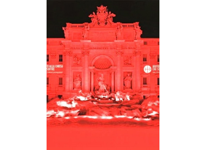 La fontana di Trevi rossa come il sangue dei martiri La fontana di Trevi rossa come il sangue dei martiri