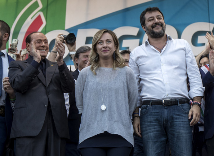 Berlusconi, Meloni e Salvini Berlusconi, Meloni e Salvini
