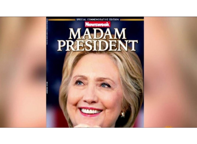 La surreale copertina della vittoria della Clinton La surreale copertina della vittoria della Clinton