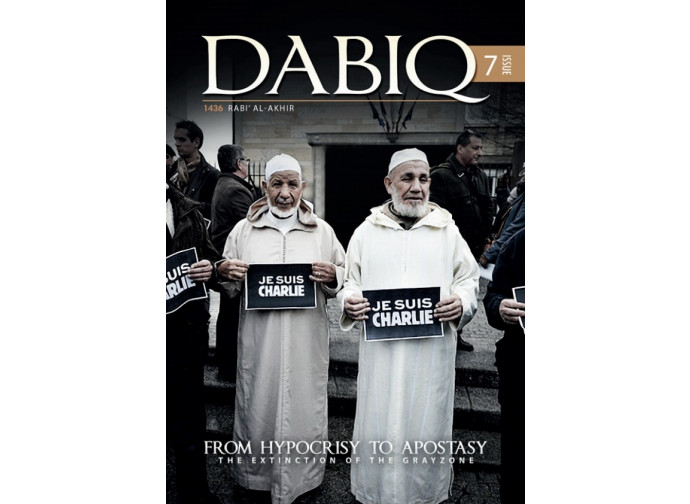 Copertina di Dabiq contro la solidarietà a Charlie Hebdo Copertina di Dabiq contro la solidarietà a Charlie Hebdo