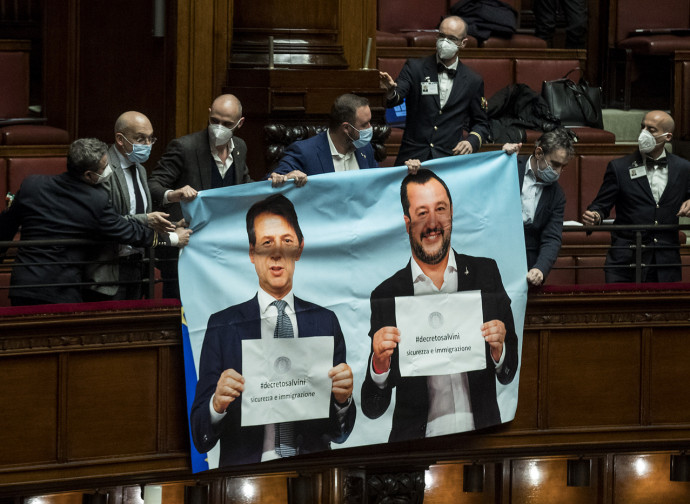 Protesta della Lega contro il Decreto Immigrazione Protesta della Lega contro il Decreto Immigrazione