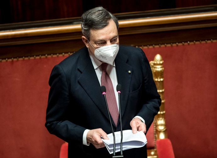 Il presidente del Consiglio incaricato Mario Draghia Il presidente del Consiglio incaricato Mario Draghia