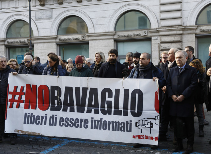Roma, protesta della Fnsi (La Presse)