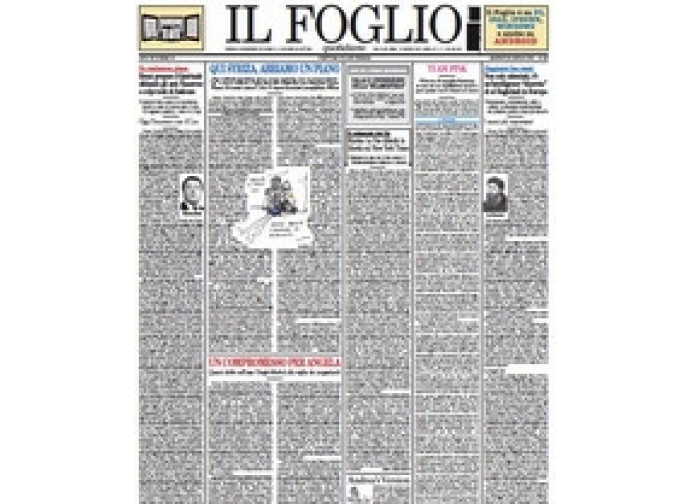 La prima pagina del Foglio La prima pagina del Foglio