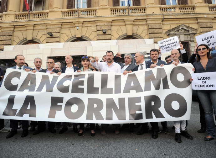 Salvini e la protesta contro la riforma delle pensioni