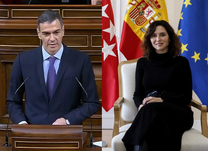 Pedro Sánchez e Isabel Ayuso (foto ImagoEconomica)