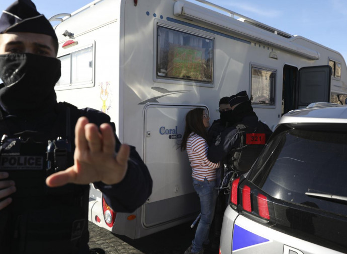 Posto di blocco della polizia in Francia