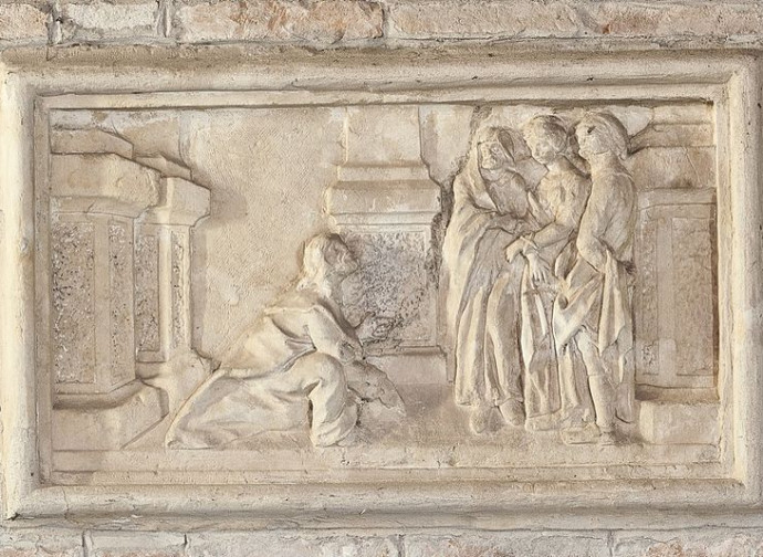 Gesù salva l'adultera dalla lapidazione, bassorilievo Gesù salva l'adultera dalla lapidazione, bassorilievo