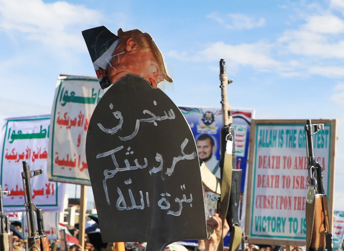 Manifestazione degli Houthi a Sanaa, Yemen (AP)