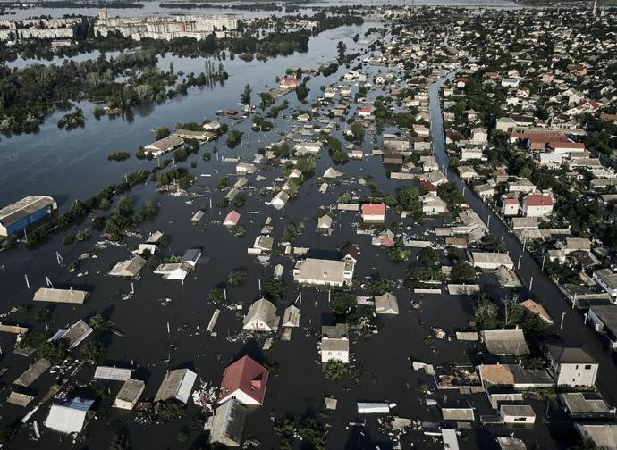 La città di Kherson allagata La città di Kherson allagata