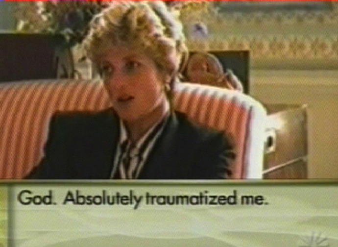 Un fermo immagine della famosa intervista della Bbc a Lady Diana Un fermo immagine della famosa intervista della Bbc a Lady Diana
