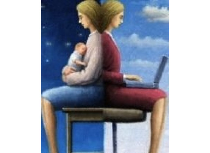 Donna divise tra lavoro e maternità Donna divise tra lavoro e maternità