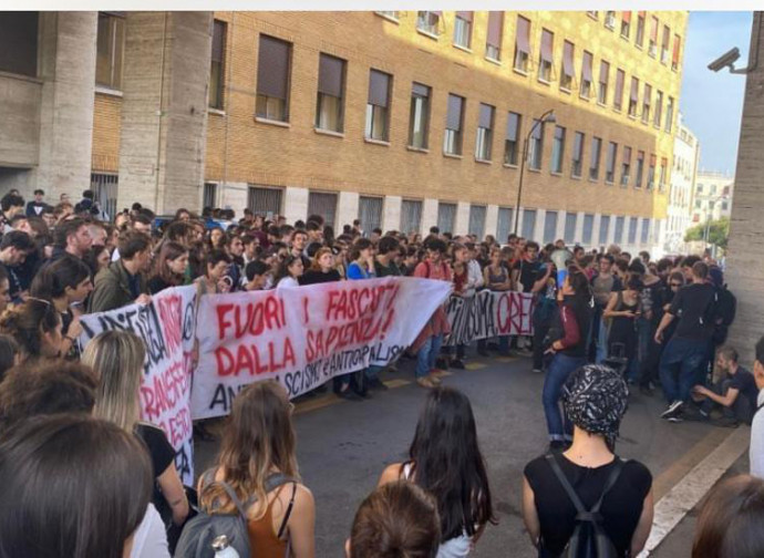 La manifestazione alla Sapienza, Roma