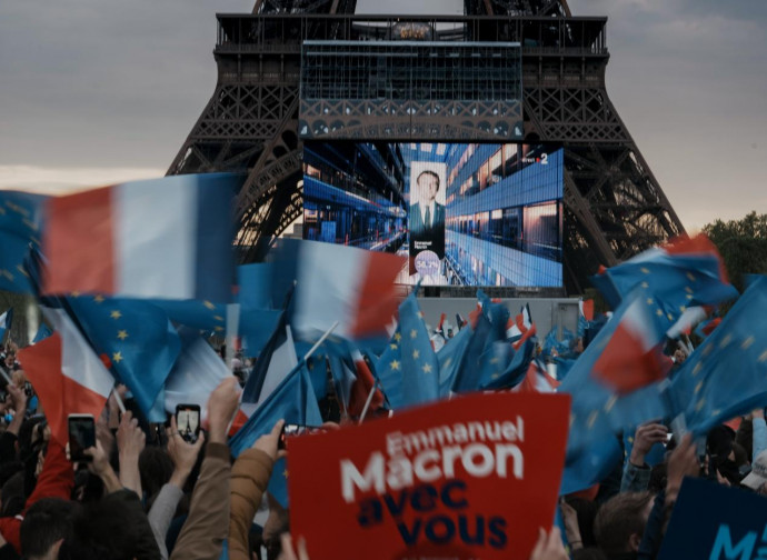 La festa per la vittoria di Macron