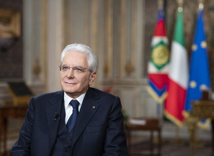 Il presidnete Mattarella durante il discorso di fine anno Il presidnete Mattarella durante il discorso di fine anno
