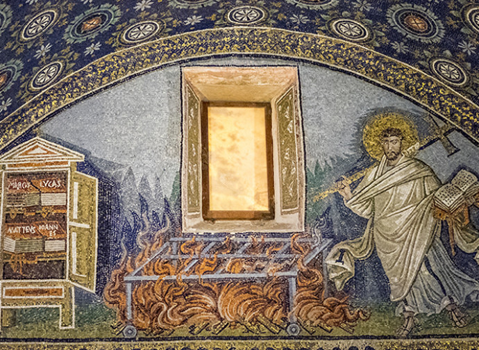 Martirio di san Lorenzo, ritaglio (Mausoleo di Galla Placidia, Ravenna)