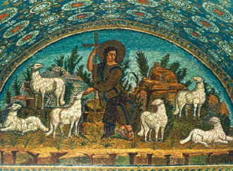 Il buon pastore che salva prefigurando la crocifissione