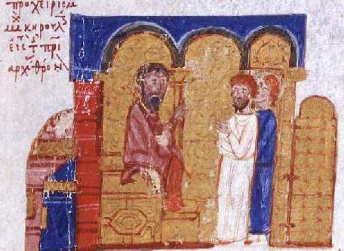 Michele Cerulario, miniatura del XII secolo Michele Cerulario, miniatura del XII secolo
