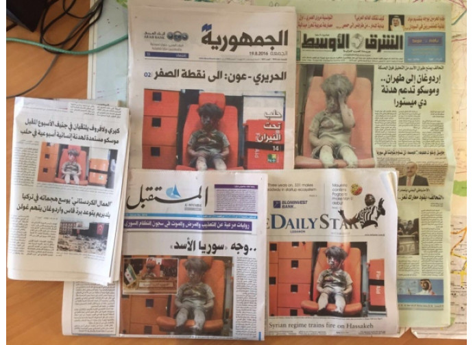 La foto di Omran nella stampa araba La foto di Omran nella stampa araba