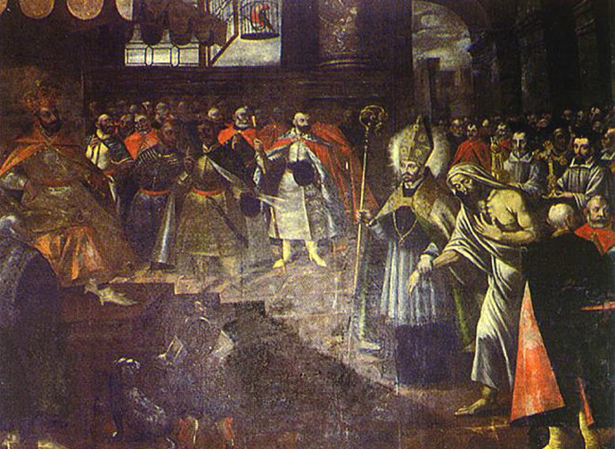 Saint Stanislaus leads Piotr before the royal tribunal Saint Stanislaus leads Piotr before the royal tribunal