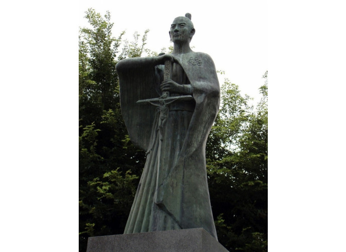 La statua di Takayama Ukon, il samurai di Cristo, a Manila La statua di Takayama Ukon, il samurai di Cristo, a Manila