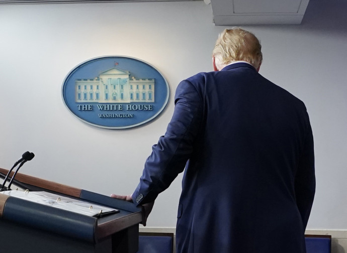 Trump alla conferenza stampa della Casa Bianca Trump alla conferenza stampa della Casa Bianca